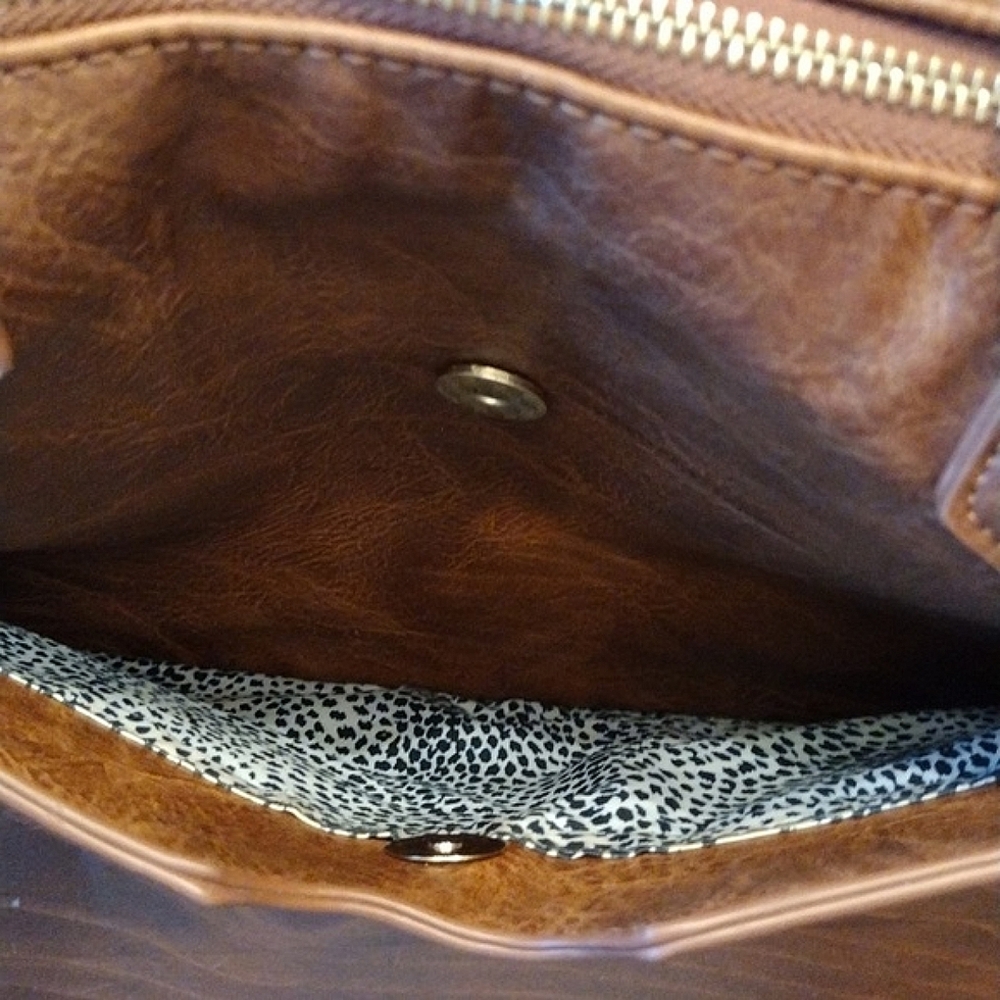 Madison West Polyurethane Leather Braided Distressed Double Woven Handbag, Vegan - Picture 4 of 9